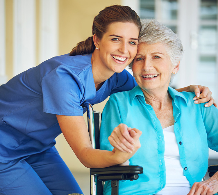 Nurse Practioner and elderly woman in a wheelchair